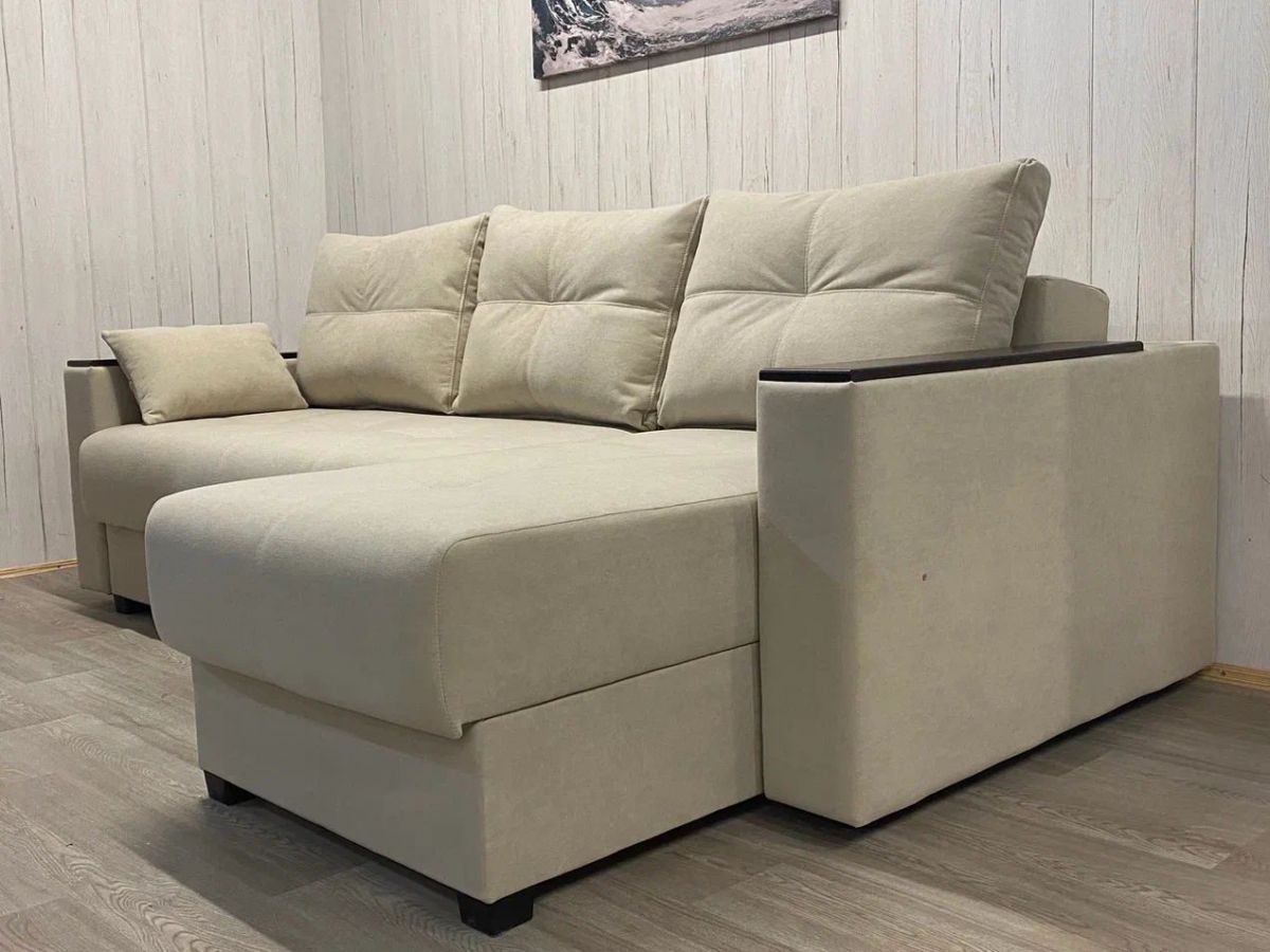 Диван угловой Комфорт-3 (НПБ+МДФ) велюр Luma 01 | фото 2