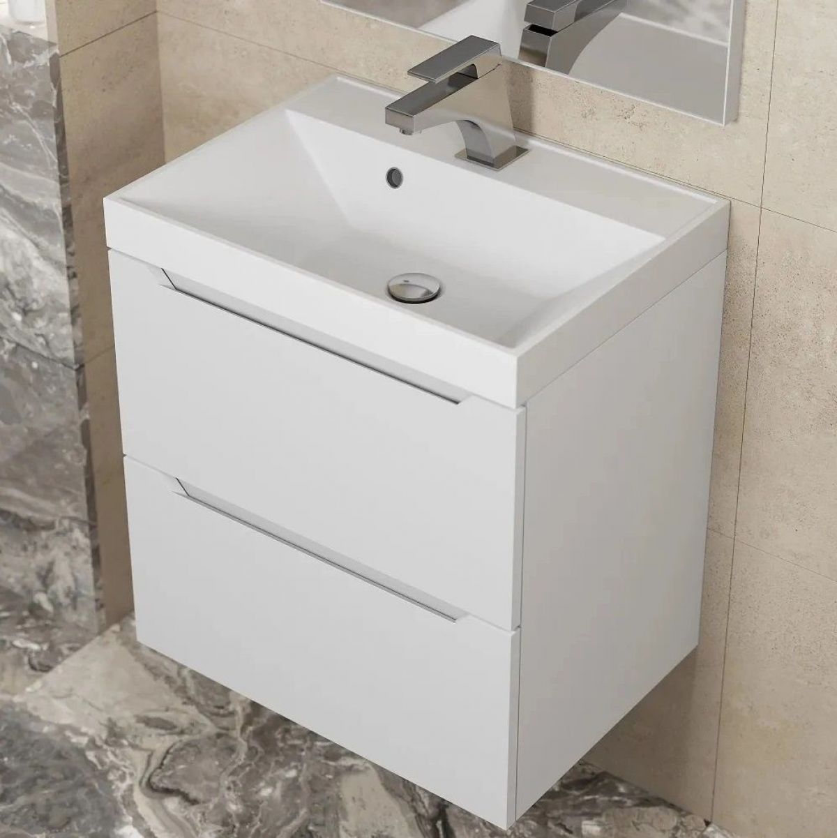 Тумба под раковину Uperwood Tanos 50 см, подвесная, белая матовая | фото 11