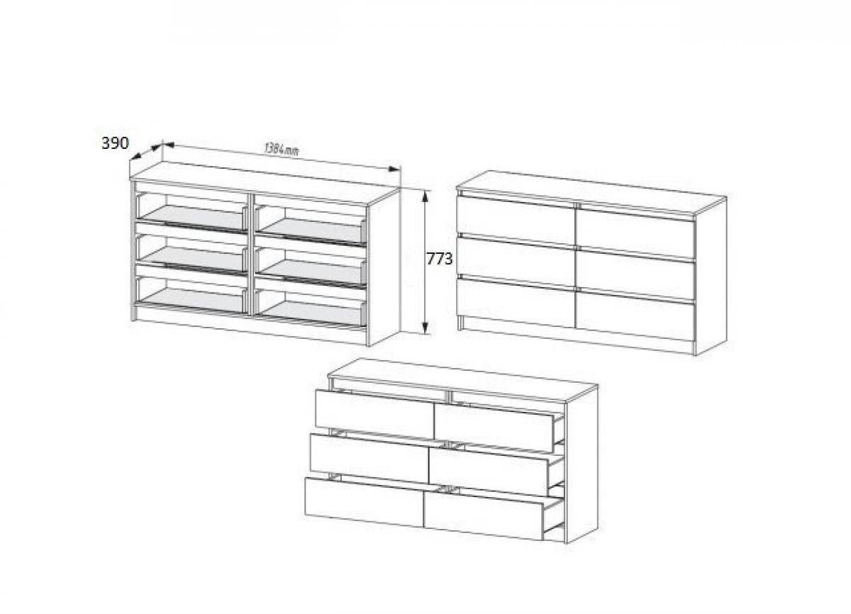 МОРИ МК 1386 (МК1380.6) Комод (Дуб Сонома/Белый) | фото 2